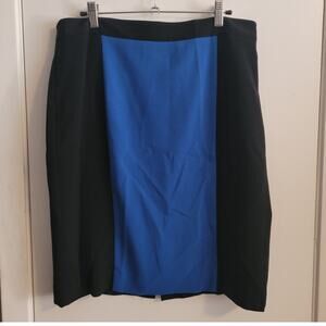 DressBarn Pencil Skirt 10 Black Blue Colorblock Career Office Siren Minimalist